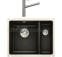 Комплект Мойка Blanco Subline 350/150-U черная + Смеситель Ambis Ambis 523118