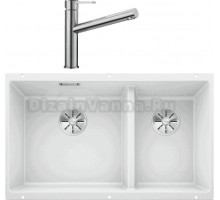 Комплект Мойка Blanco Subline 430/270-U белая + Смеситель Ambis Ambis 523118