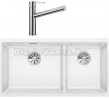 Комплект Мойка Blanco Subline 480/320-U белая + Смеситель Ambis Ambis 523118