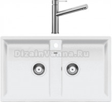 Комплект Мойка Blanco Zia 9 белая + Смеситель Ambis Ambis 523118