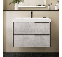 Тумба с раковиной Raval Fostero 80 подвесная, 2 ящика, цемент светлый
