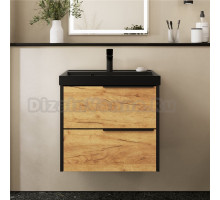 Тумба с раковиной Raval Fostero 60 подвесная, 2 ящика, дуб крафт золотой