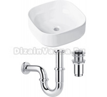 Комплект Накладная раковина Lavinia Boho Bathroom Sink Slim 33311006 + Донный клапан Wellsee Drainage System 182134000 хром + Сифон 182102000 хром