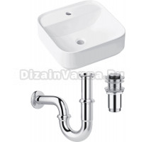 Комплект Накладная раковина Lavinia Boho Bathroom Sink Slim 33311007 + Донный клапан Wellsee Drainage System 182134000 хром + Сифон 182102000 хром