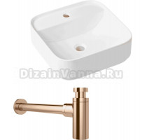 Комплект Накладная раковина Lavinia Boho Bathroom Sink Slim 33311007 + Сифон Wellsee Drainage System 182122000 розовое золото