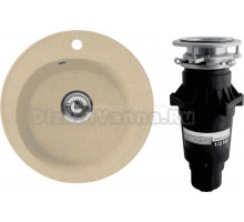 Комплект Мойка Florentina Никосия бежевый + Измельчитель Bone Crusher BC 810-SL Slim Line
