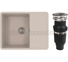 Комплект Мойка Florentina Пьемонт 650 бежевая + Измельчитель Bone Crusher BC 610-AS