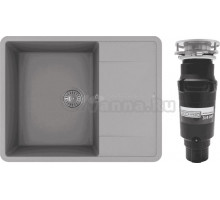 Комплект Мойка Florentina Пьемонт 650 серый шелк + Измельчитель Bone Crusher BC 910-SL-Slim Line