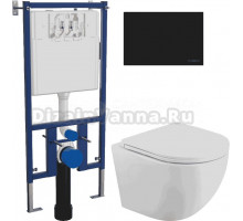 Комплект Унитаз подвесной BelBagno Uno BB3105CHR/SC + Инсталляция DIWO 4501 + Кнопка 7323 черная матовая