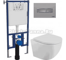 Комплект Унитаз подвесной BelBagno Uno BB3105CHR/SC + Инсталляция DIWO 4501 + Кнопка 7321 хром матовый