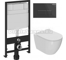 Комплект Унитаз подвесной Bauedge Bau Dream + Инсталляция EWRIKA ProLT 0026-2020 + Кнопка 0044 черная матовая