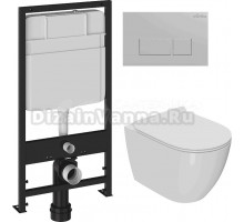 Комплект Унитаз подвесной Bauedge Bau Dream + Инсталляция EWRIKA ProLT 0026-2020 + Кнопка 0040 хром матовый