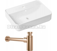Комплект Накладная раковина Lavinia Boho Bathroom Sink Slim 33311008 + Сифон Wellsee Drainage System 182107000 розовое золото
