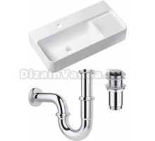 Комплект Накладная раковина Lavinia Boho Bathroom Sink Slim 33311011 + Донный клапан Wellsee Drainage System 182134000 хром + Сифон 182102000 хром