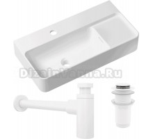 Комплект Накладная раковина Lavinia Boho Bathroom Sink Slim 33311011 + Донный клапан Wellsee Drainage System 182143000 матовый белый + Сифон 182123000 матовый белый
