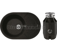 Комплект Мойка Florentina Родос 760 черный + Измельчитель Bone Crusher BC 910-AS