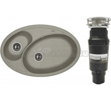 Комплект Мойка Florentina Селена 780 серый шелк + Измельчитель Bone Crusher BC 910-SL-Slim Line