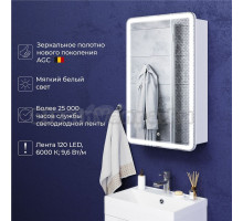 Зеркальный шкаф с подсветкой ITANA Miro 50 500х150х790 правое Белый