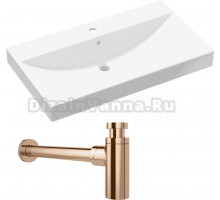 Комплект Раковина Lavinia Boho Bathroom Sink 33311013 + Сифон Wellsee Drainage System 182107000 розовое золото