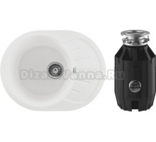 Комплект Мойка Gerhans A03-18 белая + Измельчитель Bone Crusher BC 910-AS