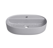 Накладная раковина для ванной комнаты Wellsee Chic Riviera 326818000: овальная раковина, ширина умывальника 50 см, цвет матовый серый