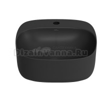 Накладная раковина для ванной комнаты Wellsee Idéal 326904000: квадратная раковина, ширина умывальника 42 см, цвет матовый черный