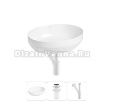 Накладная раковина для ванной комнаты Wellsee Air Gap R 20212396R в наборе 3 в 1: раковина белый глянец, донный клапан, сифон (цвет набора матовый белый)