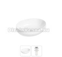 Накладная раковина для ванной комнаты Wellsee Air Gap R 20212392R в наборе 2 в 1: раковина белый глянец, донный клапан в цвете матовый белый