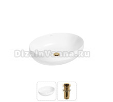 Накладная раковина для ванной комнаты Wellsee Air Gap R 20212391R в наборе 2 в 1: раковина белый глянец, донный клапан в цвете золото