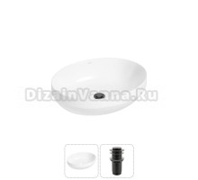 Накладная раковина для ванной комнаты Wellsee Air Gap R 20212390R в наборе 2 в 1: раковина белый глянец, донный клапан в цвете матовый черный