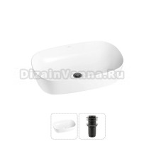 Накладная раковина для ванной комнаты Wellsee Ground Breaking 20212350R в наборе 2 в 1: раковина белый глянец, донный клапан в цвете матовый черный