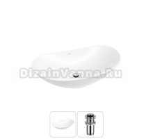 Накладная раковина для ванной комнаты Wellsee Carefree Dove 20212281R в наборе 2 в 1: раковина белый глянец, донный клапан в цвете хром