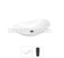 Накладная раковина для ванной комнаты Wellsee Carefree Dove 20212250R в наборе 2 в 1: раковина белый глянец, донный клапан в цвете матовый черный