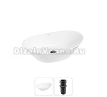 Накладная раковина для ванной комнаты Wellsee Dulcet Tones 20212202R в наборе 2 в 1: раковина белый глянец, донный клапан в цвете матовый черный