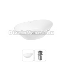 Накладная раковина для ванной комнаты Wellsee Dulcet Tones 20212201R в наборе 2 в 1: раковина белый глянец, донный клапан в цвете хром