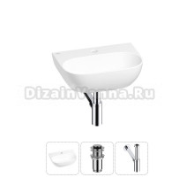 Маленькая раковина в туалет Wellsee WC Area 20212189R в наборе 3 в 1: подвесная или накладная раковина, донный клапан, сифон (цвет набора хром)