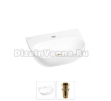 Маленькая раковина в туалет Wellsee WC Area 20212187R в наборе 2 в 1: подвесная или накладная раковина, донный клапан в цвете золото