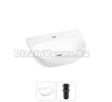 Маленькая раковина в туалет Wellsee WC Area 20212186R в наборе 2 в 1: подвесная или накладная раковина, донный клапан в цвете матовый черный