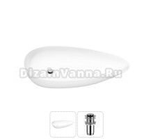 Накладная раковина для ванной комнаты Wellsee Faze Moment 20212157R в наборе 2 в 1: раковина белый глянец, донный клапан в цвете хром