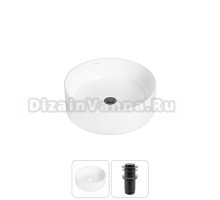 Накладная раковина для ванной комнаты Wellsee Belle Spa 20212142R в наборе 2 в 1: раковина белый глянец, донный клапан в цвете матовый черный