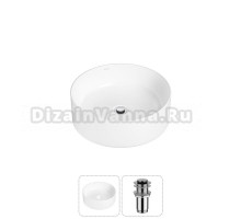 Накладная раковина для ванной комнаты Wellsee Belle Spa 20212141R в наборе 2 в 1: раковина белый глянец, донный клапан в цвете хром