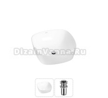 Накладная раковина для ванной комнаты Wellsee Ground Breaking 20212125R в наборе 2 в 1: раковина белый глянец, донный клапан в цвете хром