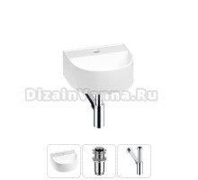 Маленькая раковина в туалет Wellsee WC Area 20212113R в наборе 3 в 1: подвесная или накладная раковина, донный клапан, сифон (цвет набора хром)