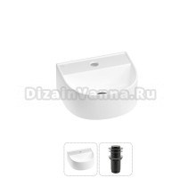 Маленькая раковина в туалет Wellsee WC Area 20212110R в наборе 2 в 1: подвесная или накладная раковина, донный клапан в цвете матовый черный