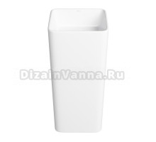 Напольная раковина для ванной Wellsee Callipy Art 338904000: отдельностоящая раковина моноблок из фарфора, размер 40х40х84 см, цвет глянцевый белый