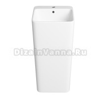 Напольная раковина для ванной Wellsee Callipy Art 33890300S: отдельностоящая раковина моноблок из фарфора, размер 40х40х85 см, цвет глянцевый белый