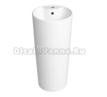 Напольная раковина для ванной Wellsee Callipy Art 33890100S: отдельностоящая раковина моноблок из фарфора, размер 40х40х84 см, цвет глянцевый белый