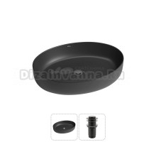 Накладная раковина для ванной комнаты Wellsee Belle Spa 3.0 20212678R в наборе 2 в 1: раковина матовая черная, донный клапан в цвете матовый черный