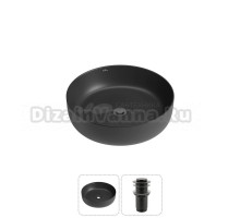 Накладная раковина для ванной комнаты Wellsee Belle Spa 3.0 20212650R в наборе 2 в 1: раковина матовая черная, донный клапан в цвете матовый черный