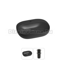 Накладная или подвесная раковина для ванной Wellsee Pro Line 20212438R в наборе 2 в 1: раковина матовая черная, донный клапан в цвете матовый черный